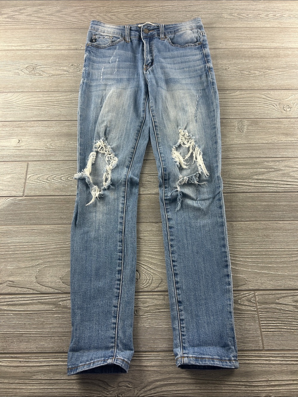 KanCan Medium Wash Distressed Straight Leg Jeans